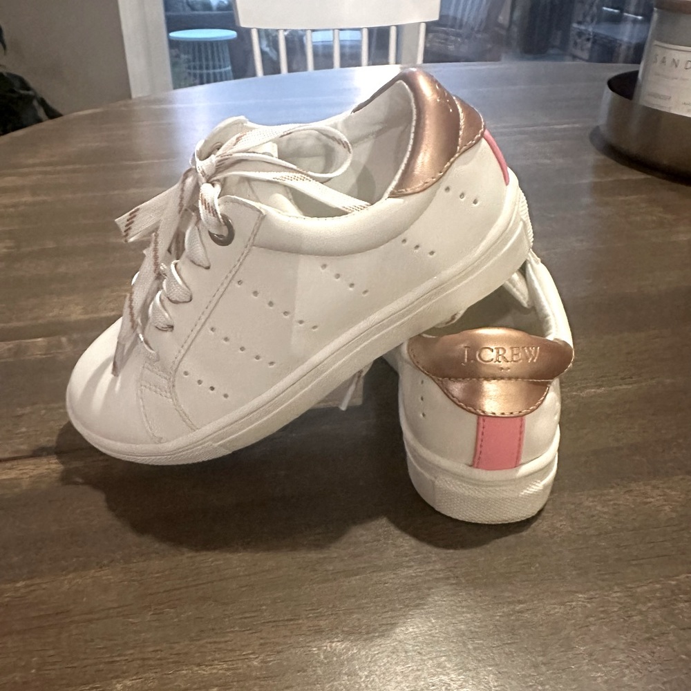 Girls J.Crew white/rose gold/pink sneakers size 10